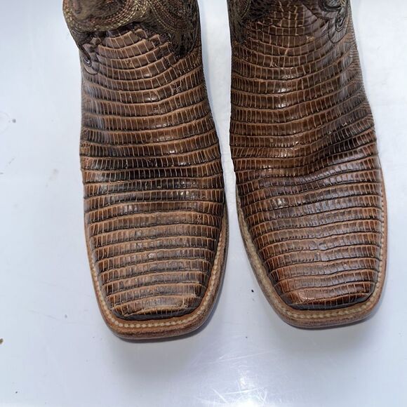 Dan Post square toe brown low heeled mid calf cowboy western boots DP 3426 - Picture 3 of 10